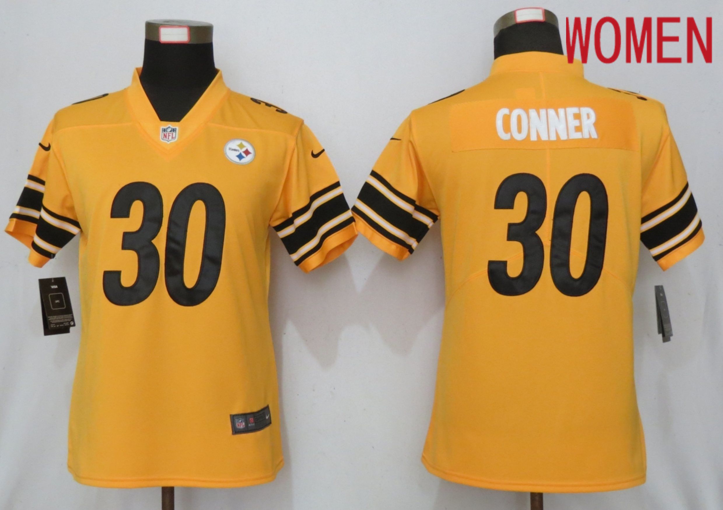 Women Pittsburgh Steelers #30 Conner 2019 Vapor Untouchable Nike Gold Inverted Elite Playe NFL Jerseys->pittsburgh steelers->NFL Jersey